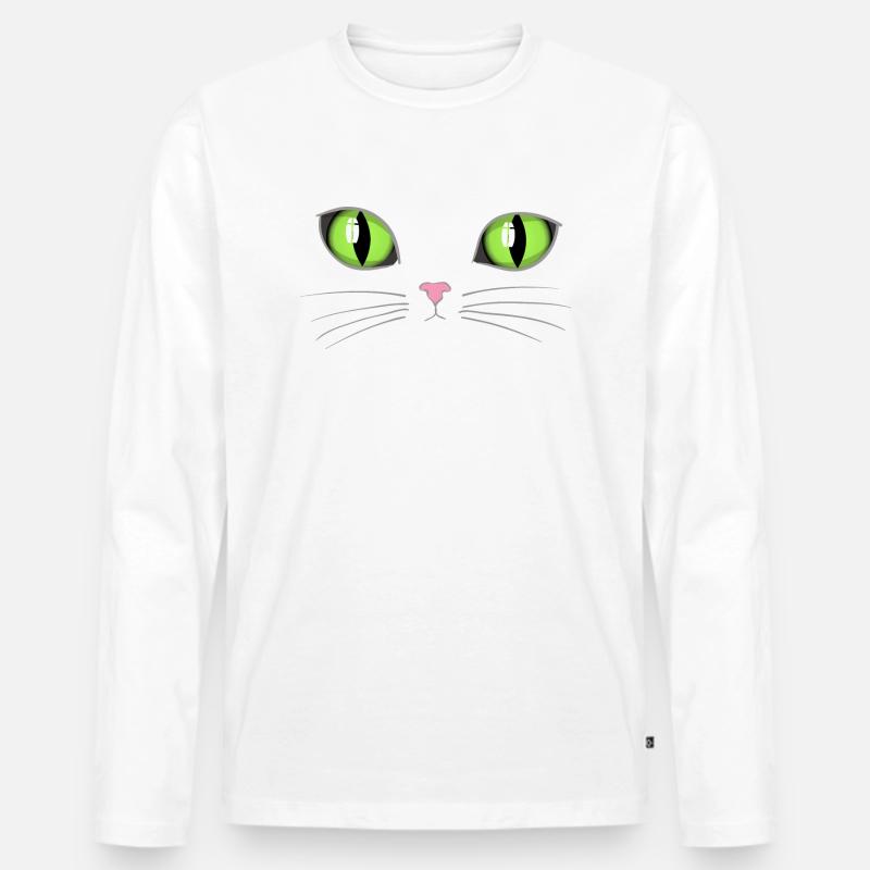 Katzengrüne Augen - Männer Premium Bio Langarmshirt - Weiß