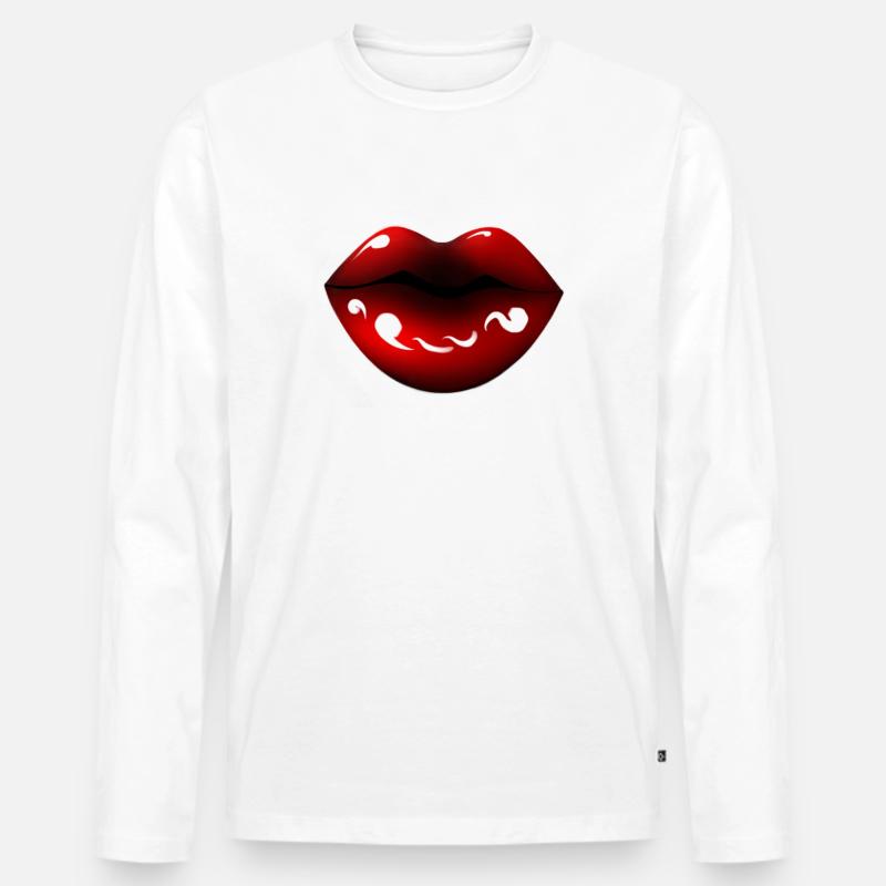Red Lips - Männer Premium Bio Langarmshirt - Weiß
