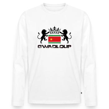 Guadeloupe drapeau royale - T-shirt manches longues Premium bio Homme - blanc - Devant - Nico (187cm)