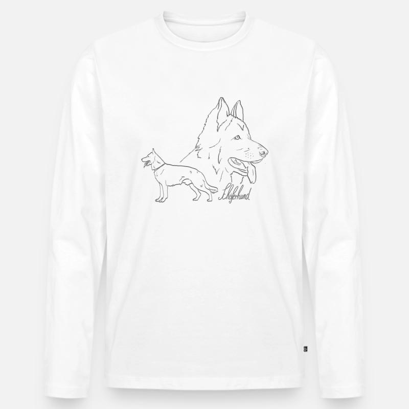 Schäferhund mit Schriftzug - Männer Premium Bio Langarmshirt - Weiß