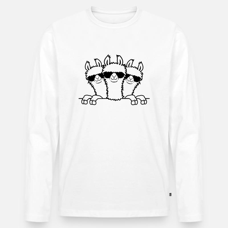Hinter Mauer Lamas Freunde - Männer Premium Bio Langarmshirt - Weiß