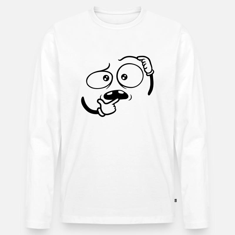 Zweifelnd Hand Geste Gesicht - Männer Premium Bio Langarmshirt - Weiß