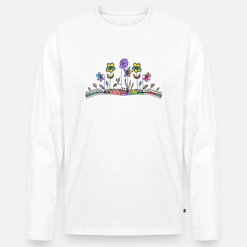 Blumen - Männer Premium Bio Langarmshirt - Weiß