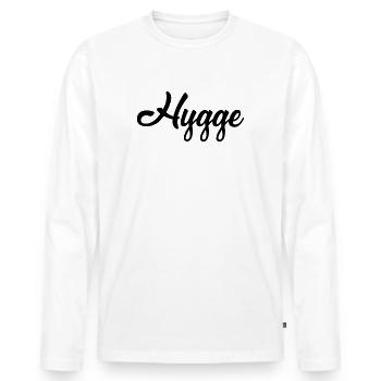 Hygge - Danish tradition - Attitude to life - Nice - Men's Premium Organic Long Sleeve Shirt - white - Front - Nico (187cm)