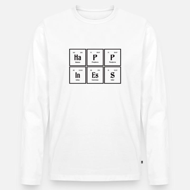 Glück | Periodensystem der Elemente - Männer Premium Bio Langarmshirt - Weiß