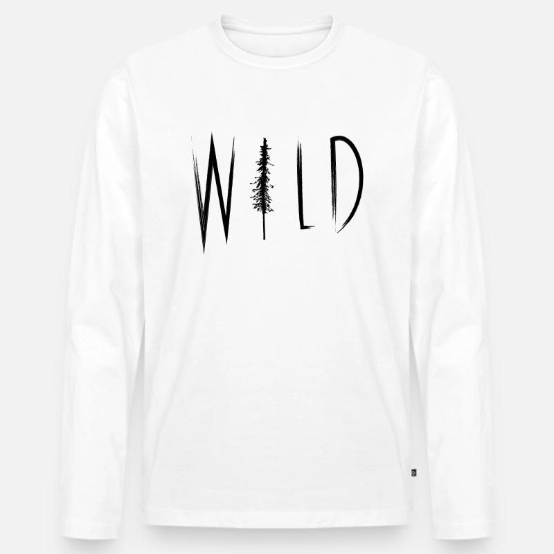 Wilder Text - Männer Premium Bio Langarmshirt - Weiß