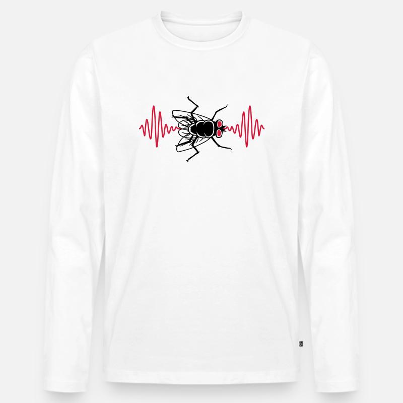 Puls Stubenfliege kleine Hausfliege - Männer Premium Bio Langarmshirt - Weiß