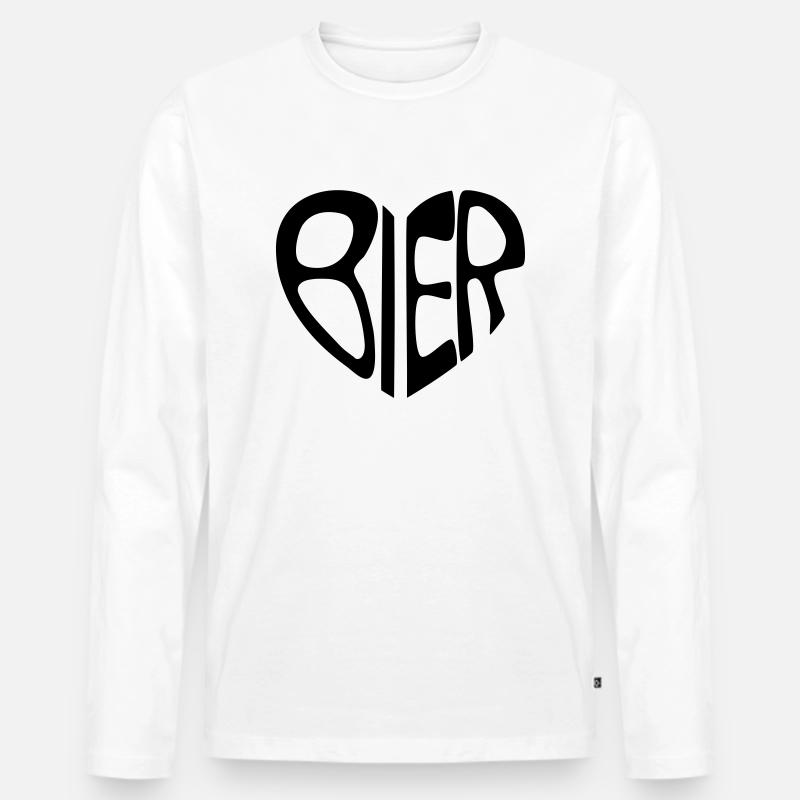 Bierherz - Männer Premium Bio Langarmshirt - Weiß