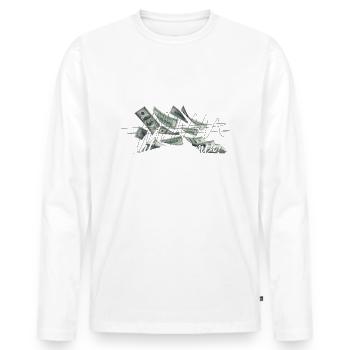 Ich schwöre dir ich habe dein Geld nicht genommen! - Männer Premium Bio Langarmshirt - Weiß - Vorne - Nico (187cm)
