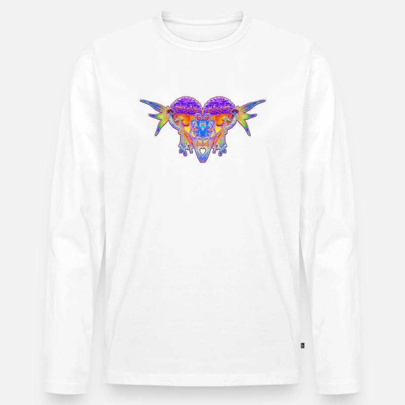 Trippy Heart - Männer Premium Bio Langarmshirt - Weiß