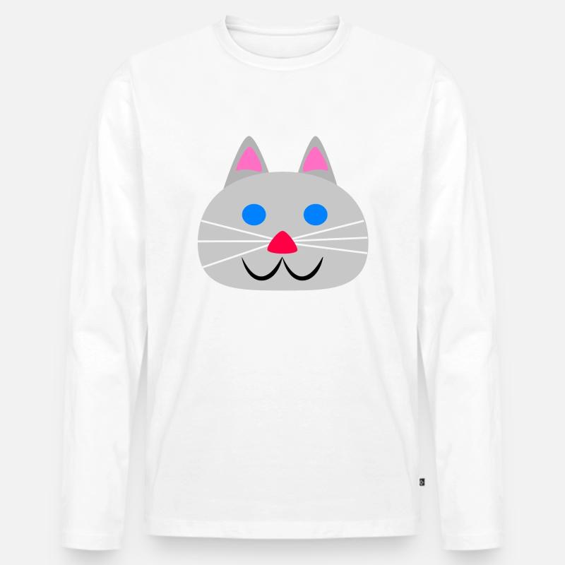 Süßes Katzengesicht - Männer Premium Bio Langarmshirt - Weiß