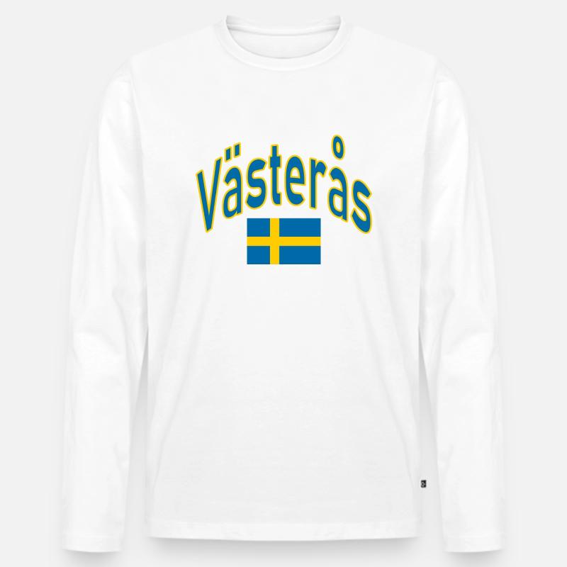 Västerås schweden flagge - Männer Premium Bio Langarmshirt - Weiß