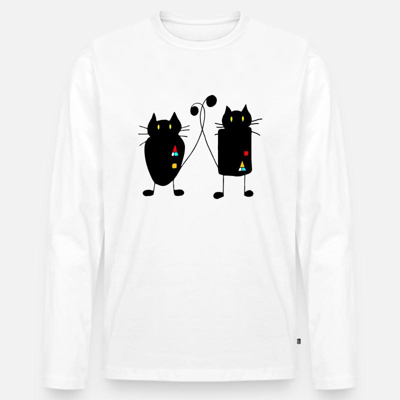 Katzen - Männer Premium Bio Langarmshirt - Weiß