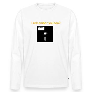 5 disquettes 25 pouces - T-shirt manches longues Premium bio Homme - blanc - Devant - Nico (187cm)