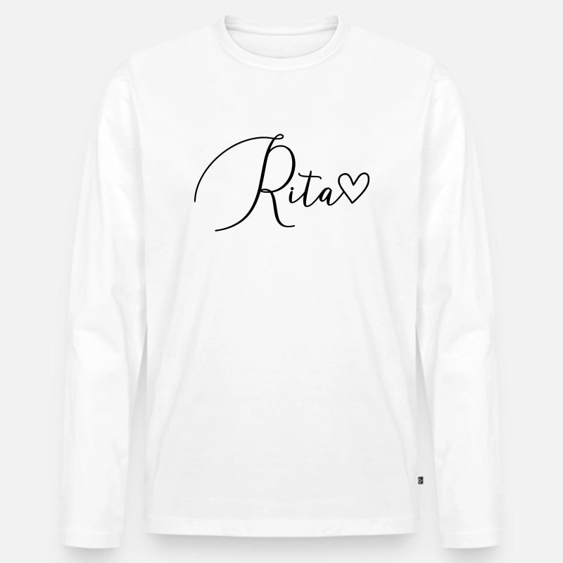 Rita Name Vorname Mädchen - Männer Premium Bio Langarmshirt - Weiß