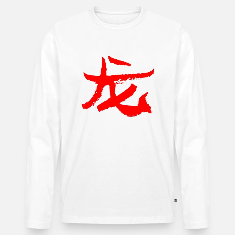 Drache (Lóng) Chinesisch - Männer Premium Bio Langarmshirt - Weiß
