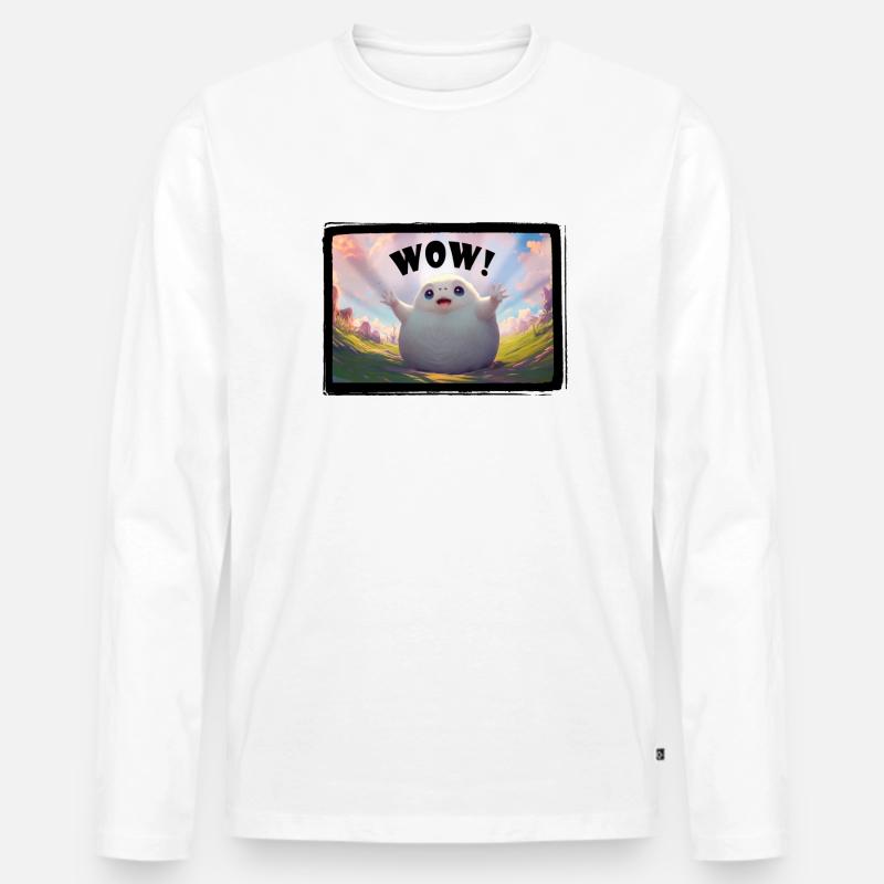 WOW! - Männer Premium Bio Langarmshirt - Weiß