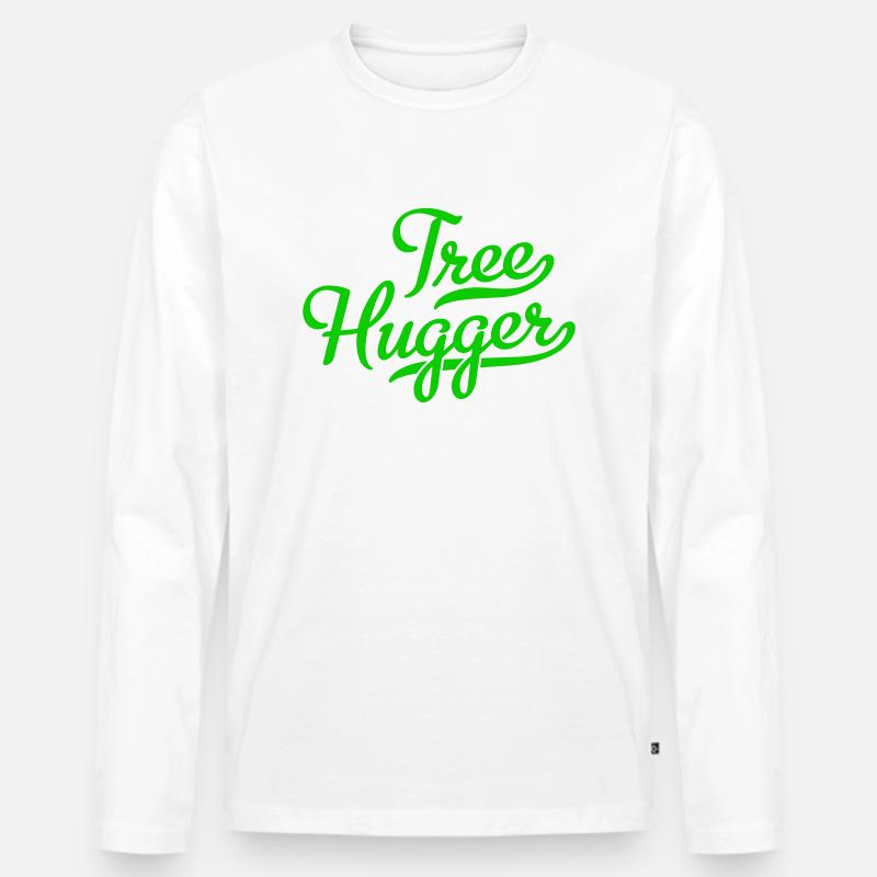 Tree Hugger - Männer Premium Bio Langarmshirt - Weiß