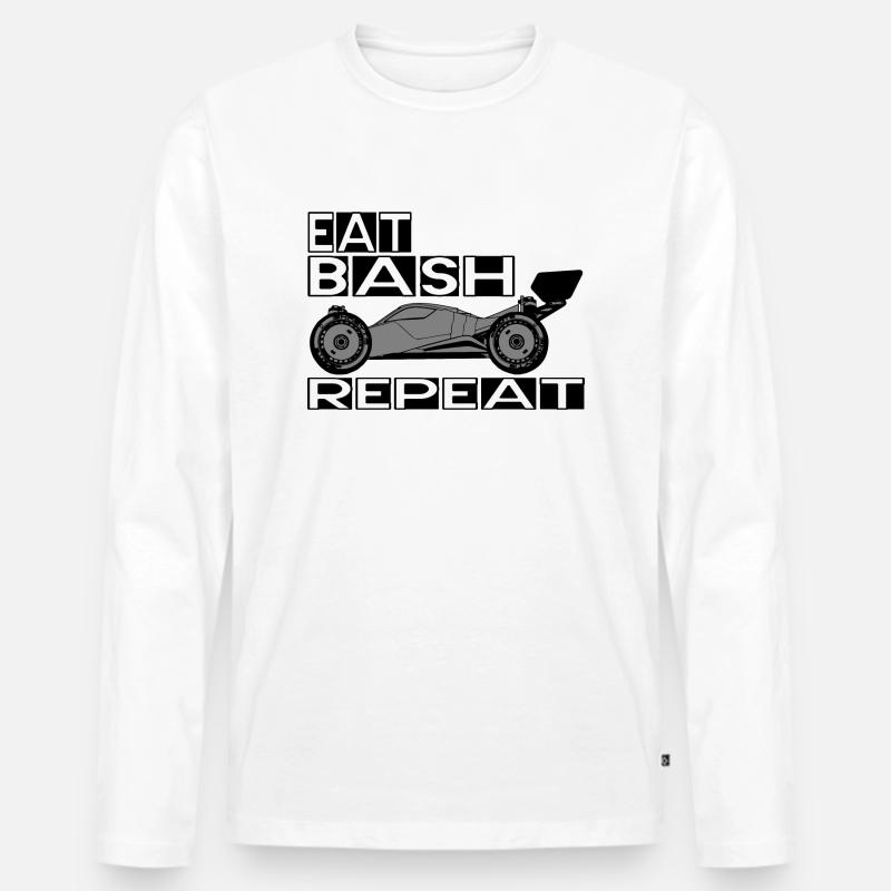 eat bash repeat - Männer Premium Bio Langarmshirt - Weiß