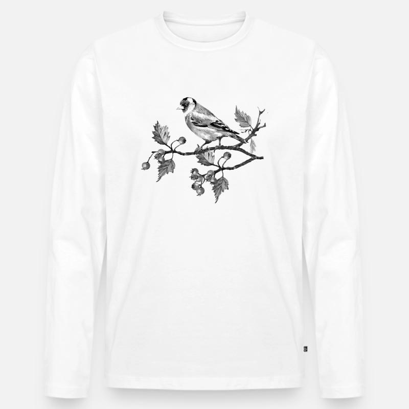 Vogel - Männer Premium Bio Langarmshirt - Weiß