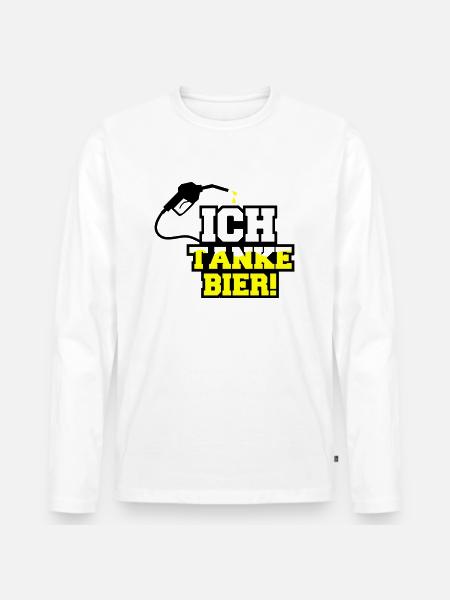 ich tanke bier 01 - Männer Premium Bio Langarmshirt - Weiß