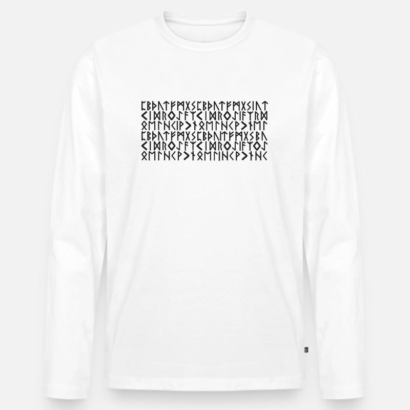Alphabet Wikinger - Männer Premium Bio Langarmshirt - Weiß