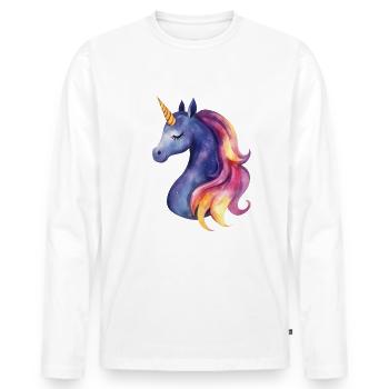 Magic Unicorn with Galaxy Mane - Men's Premium Organic Long Sleeve Shirt - white - Front - Nico (187cm)