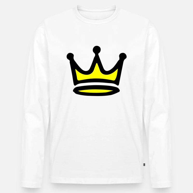 Krone Symbol - Männer Premium Bio Langarmshirt - Weiß