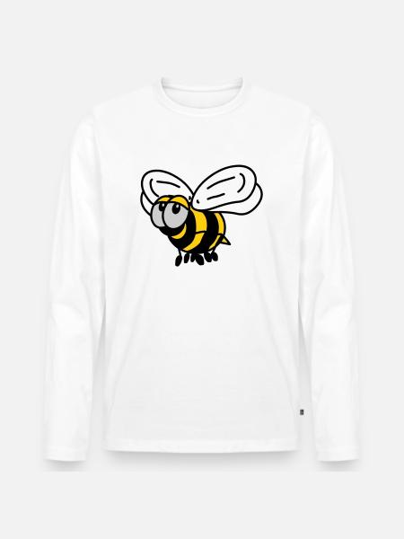 Biene - Männer Premium Bio Langarmshirt - Weiß