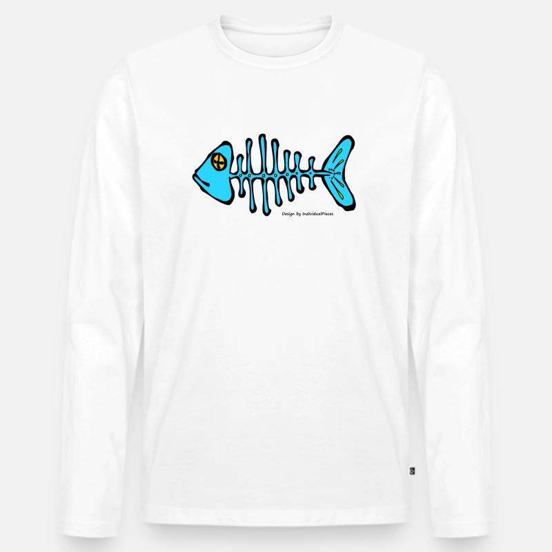Fischgraete - Männer Premium Bio Langarmshirt - Weiß
