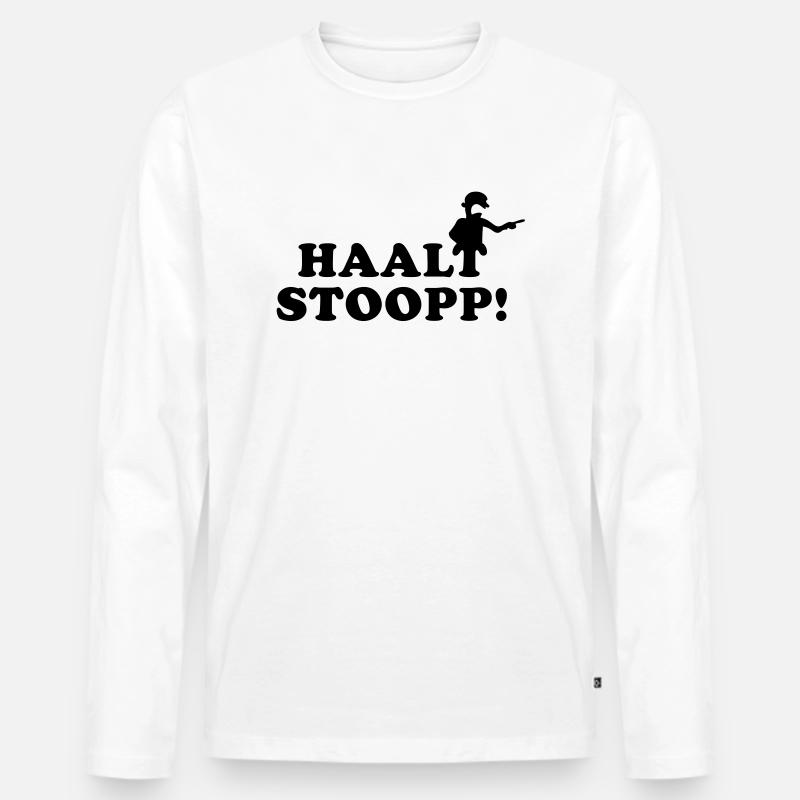 Halt Stopp 2 - Männer Premium Bio Langarmshirt - Weiß