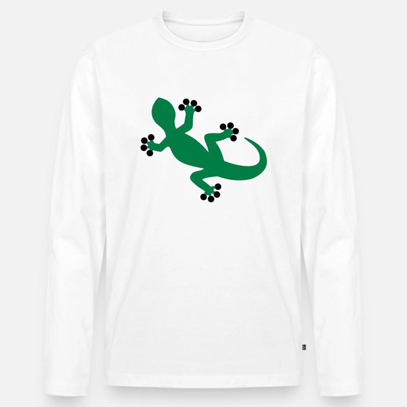Gecko / Eidechse - Männer Premium Bio Langarmshirt - Weiß