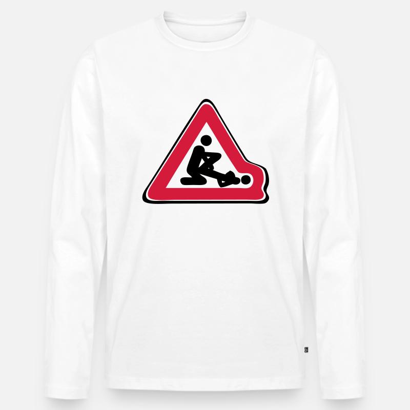 Verkehrszeichen verformt Position Liebe - Männer Premium Bio Langarmshirt - Weiß