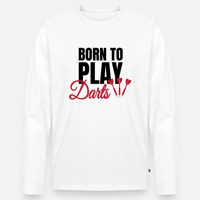 Born to Play Darts Dart Player - Männer Premium Bio Langarmshirt - Weiß