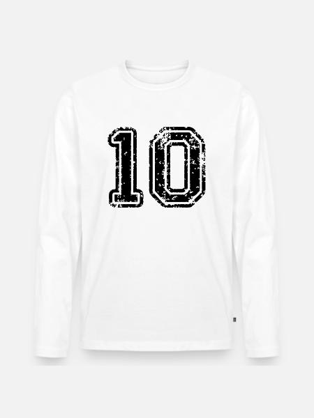 10 - Nummer - Männer Premium Bio Langarmshirt - Weiß