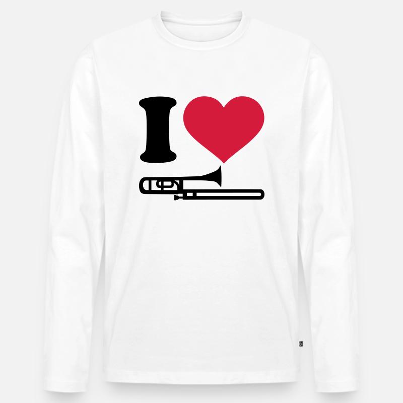 Posaune - Männer Premium Bio Langarmshirt - Weiß