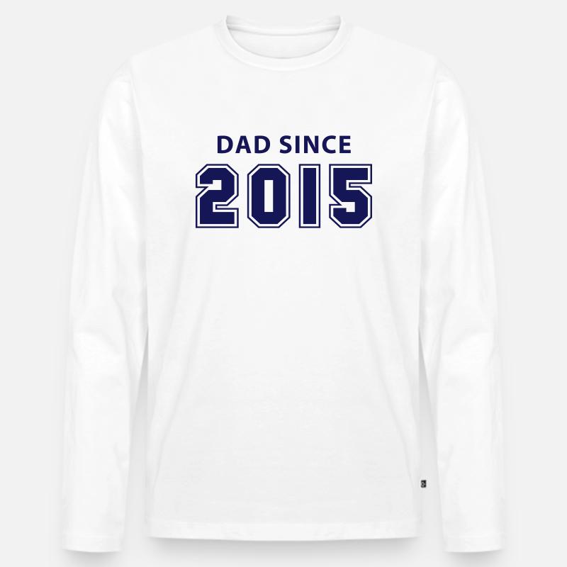 dad since 2015 - daddy design - Männer Premium Bio Langarmshirt - Weiß