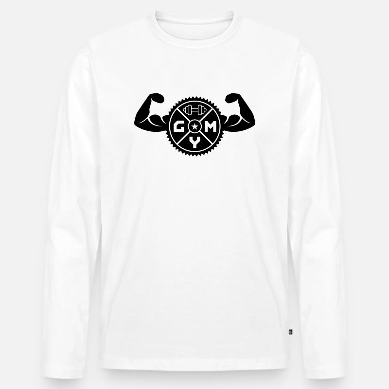 Gym Abzeichen 02 - Männer Premium Bio Langarmshirt - Weiß