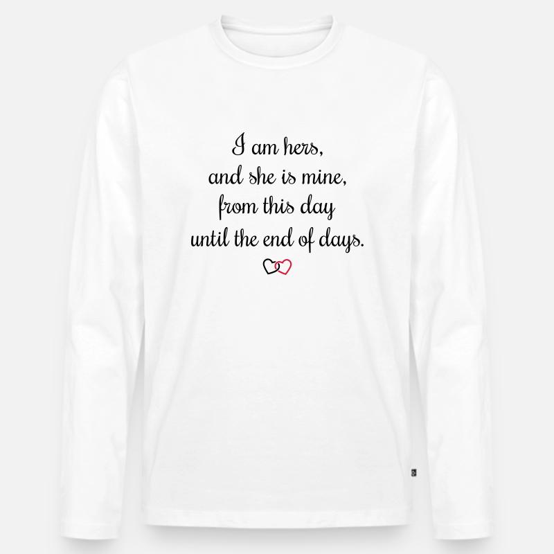 Liebesschwur I am hers - Männer Premium Bio Langarmshirt - Weiß