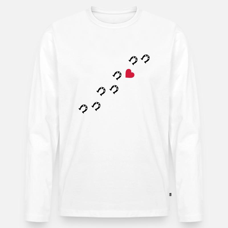 Symbole - Hufe Herz - Männer Premium Bio Langarmshirt - Weiß