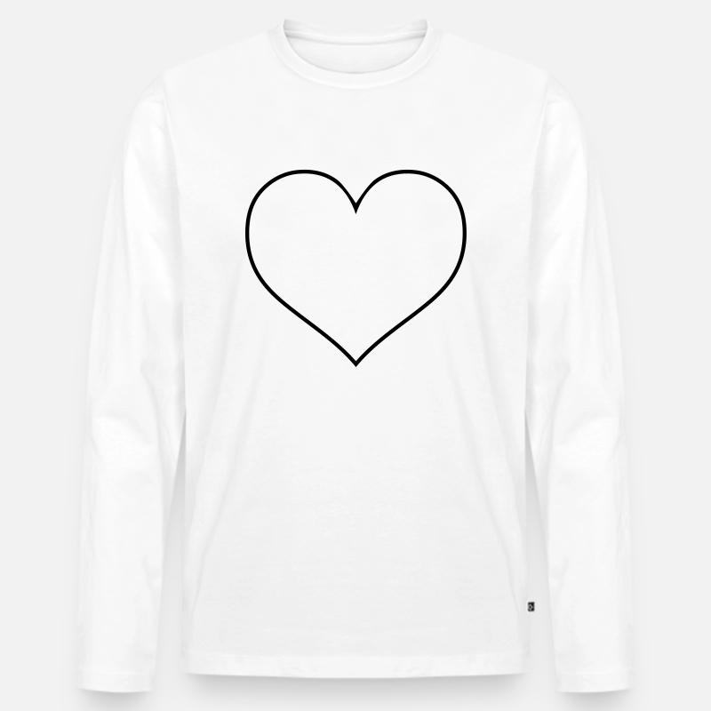 herz - Männer Premium Bio Langarmshirt - Weiß
