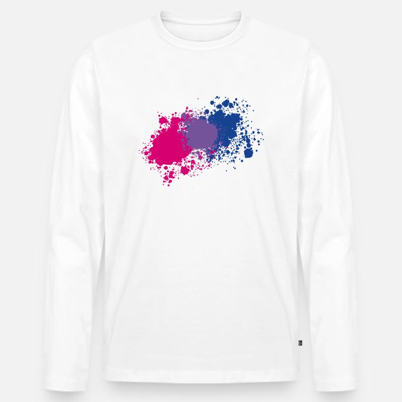 Bi Pride Kleckse - Männer Premium Bio Langarmshirt - Weiß