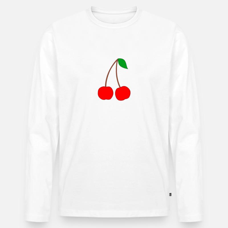 Kirschen - Männer Premium Bio Langarmshirt - Weiß