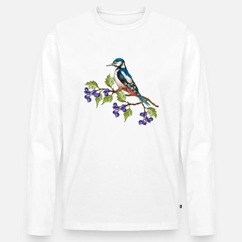 Bunter Vogel - Männer Premium Bio Langarmshirt - Weiß