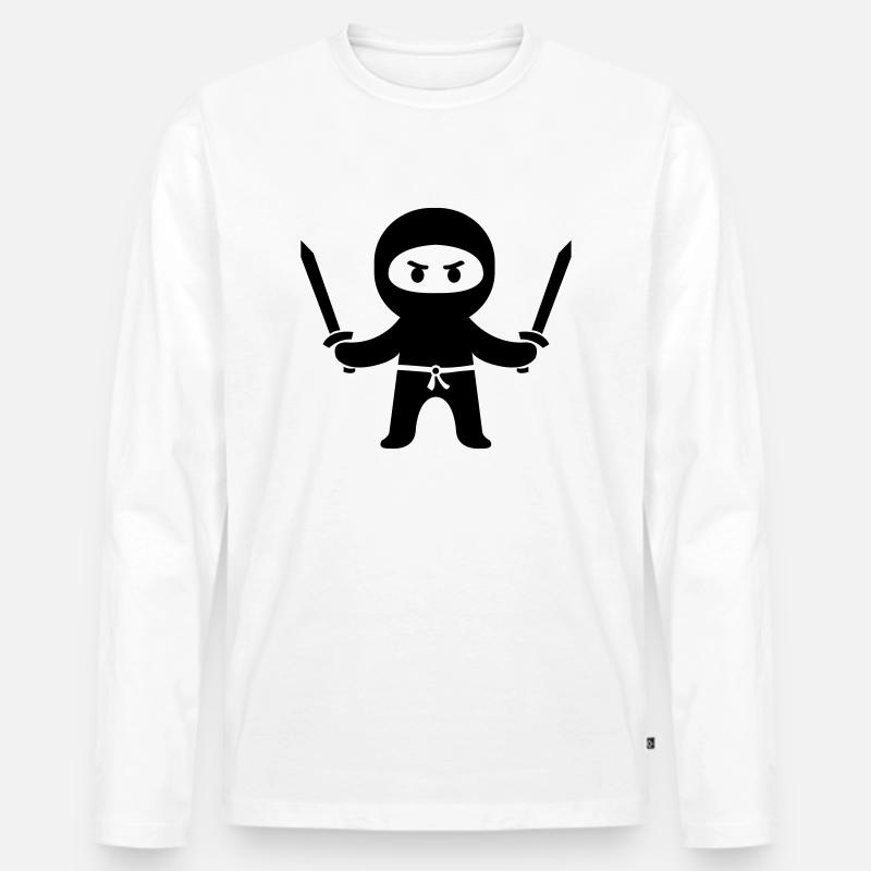 ninja - Männer Premium Bio Langarmshirt - Weiß