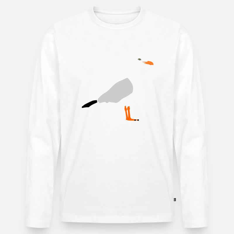 Möwe - Männer Premium Bio Langarmshirt - Weiß