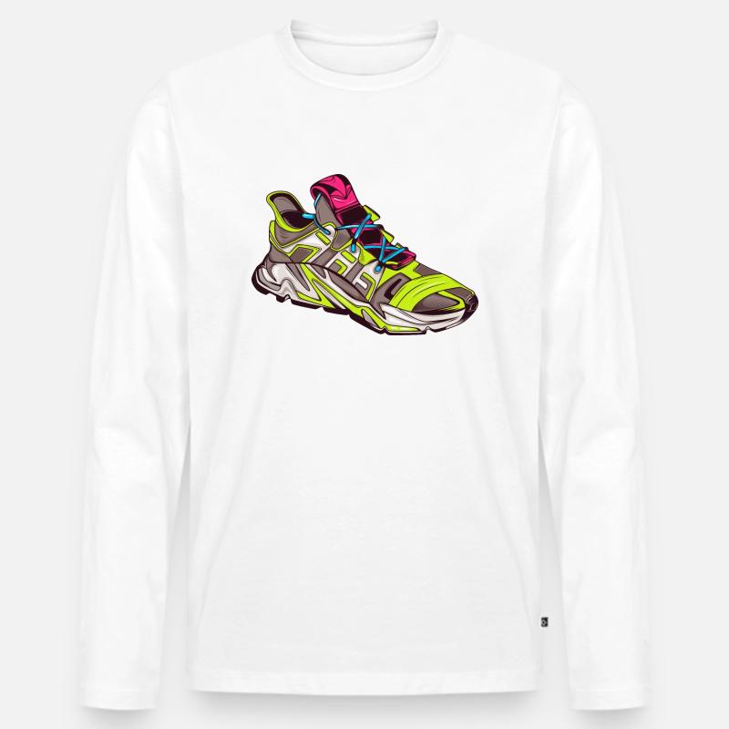 Moderne Sneaker Illustration - Männer Premium Bio Langarmshirt - Weiß