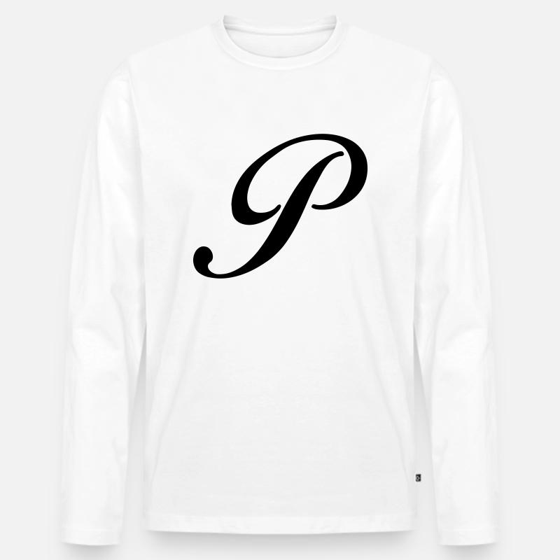 P - Männer Premium Bio Langarmshirt - Weiß