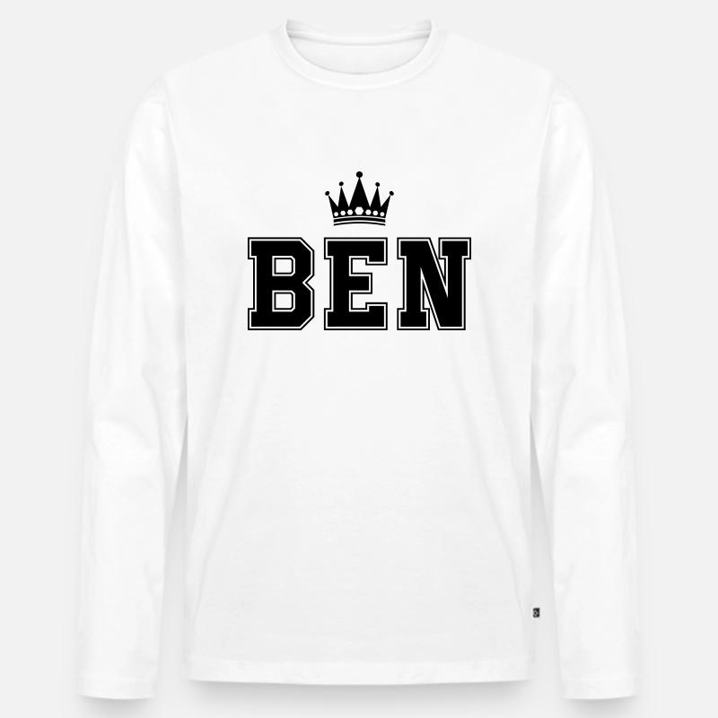 Ben - Männer Premium Bio Langarmshirt - Weiß