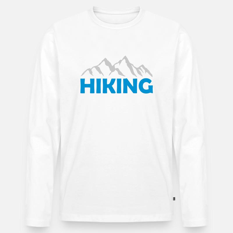 Hiking Berge Landschaft Silhouette - Männer Premium Bio Langarmshirt - Weiß